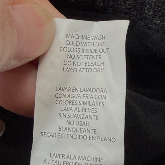 Fabletics NWT Milano Charcoal Gray Fleece with Black Faux Leather Sleeves Coat - Picture 10 of 10